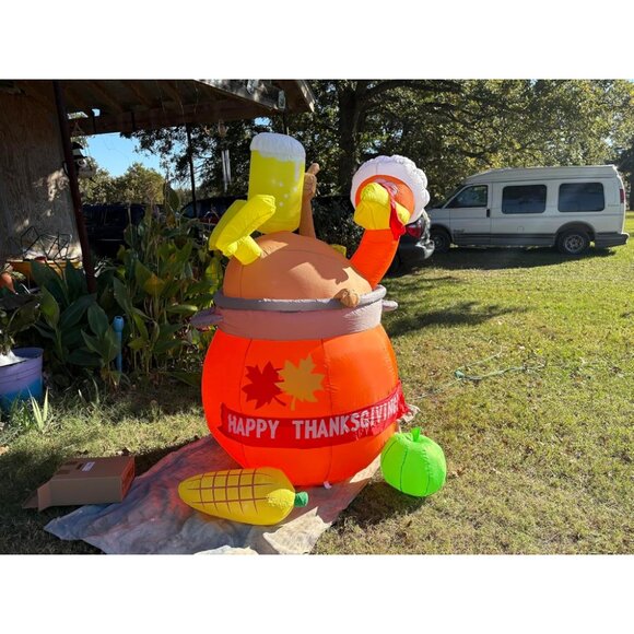 🆕6FT Inflatables Pumpkin Turkey LED Blow Up Thanksgiving Outdoor Decoration - Picture 2 of 11